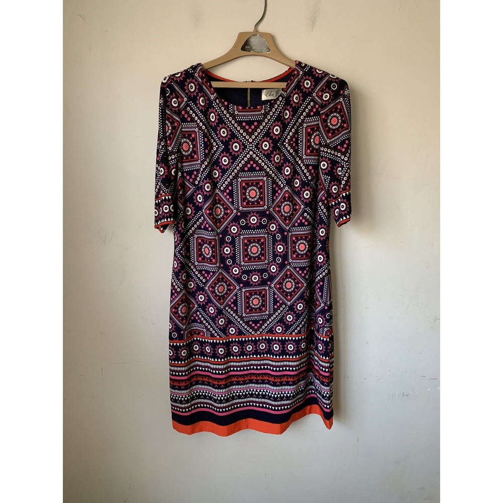 Eliza J Womens Dress 14 Preppy Old Money Wedding Guest Aztec Timeless Tribal